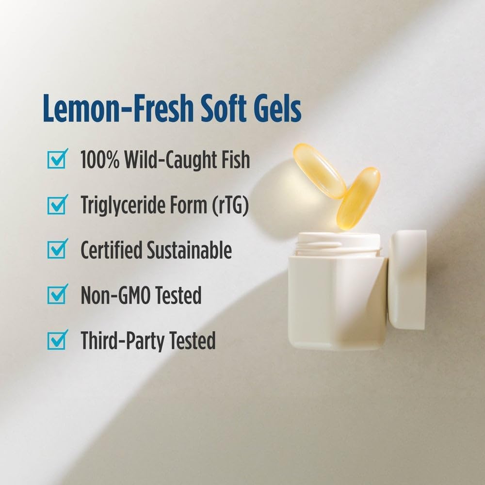 Lemon-fresh soft gels — wild-caught, triglyceride form, third-party tested